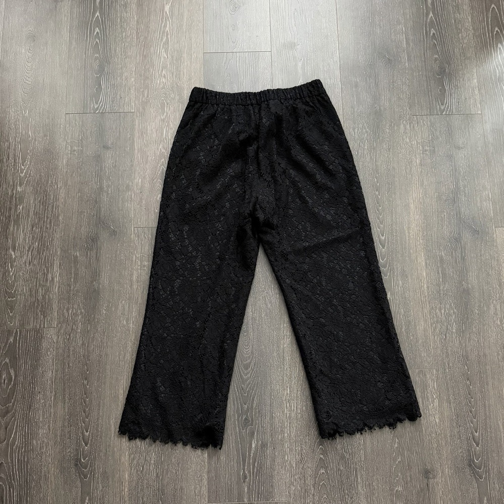 J Crew High Rise Pull On Lace Cropped Pants Black 12 Romantic Whimsigoth Preppy - Picture 10 of 11